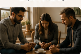 A small group praying together in faith